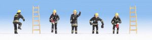Firemen in Black Uniform (5) and Ladders (2) Figure Set
