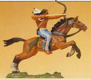 Native American Riding with Bow Figure
