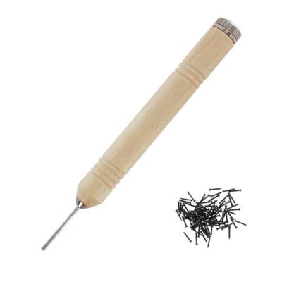 Pen Grip Pin Pusher (Wooden Handle) & Black Pins (100)