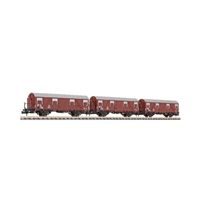3-unit set, Covered goods wagon with cabin, Glmhs 50, DB, era III
