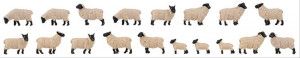 Sheep Black Head/White Fleece (18) Figure Set
