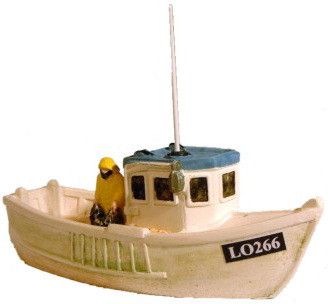 Lobster Boat (Blue Roof) with fisherman - L-100mm/W-36mm