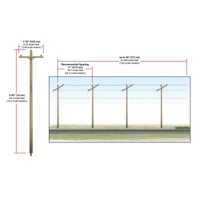 HO Wired Poles Single Crossbar