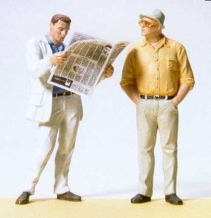 Passer By and Man Reading Newspaper Figure Set