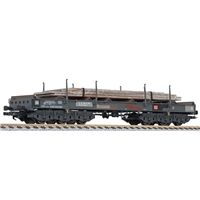 6-axle coil transport wagon, Sahmms 711, load of steel-plates, DBAG, era V, black weathered