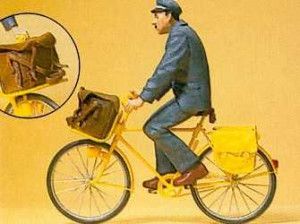 French Postman on Bicycle Figure Set
