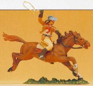 Cowboy Riding Throwing Lasso Figure
