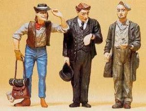 American Railroad Conductor with Hobos (3) Figure Set