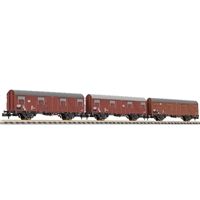 3-unit set, Covered goods wagon, Gbs 245, board walls, without platform, DB, era IV