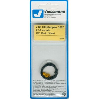 Spare Bulb Yellow T1/2 1.8mm Diameter 16v 30mA (2)