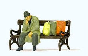 Homeless Man on Bench Figure