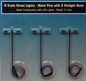 US Street Light Metal Pole w/2 Straight Arms (3)