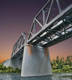 Double Track Railroad Bridge Concrete Piers (2) Kit