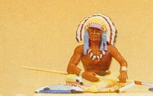 Native American Chief Sitting with Spear Figure