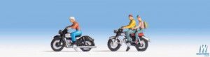 Motoryclists (3) on Motorbikes (2) Figure Set
