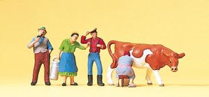 Farm Workers (4) & Cow Being Milked Exclusive Figure Set