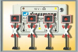St Andrews Cross Warning Lights (4) w/Blinking Electronics